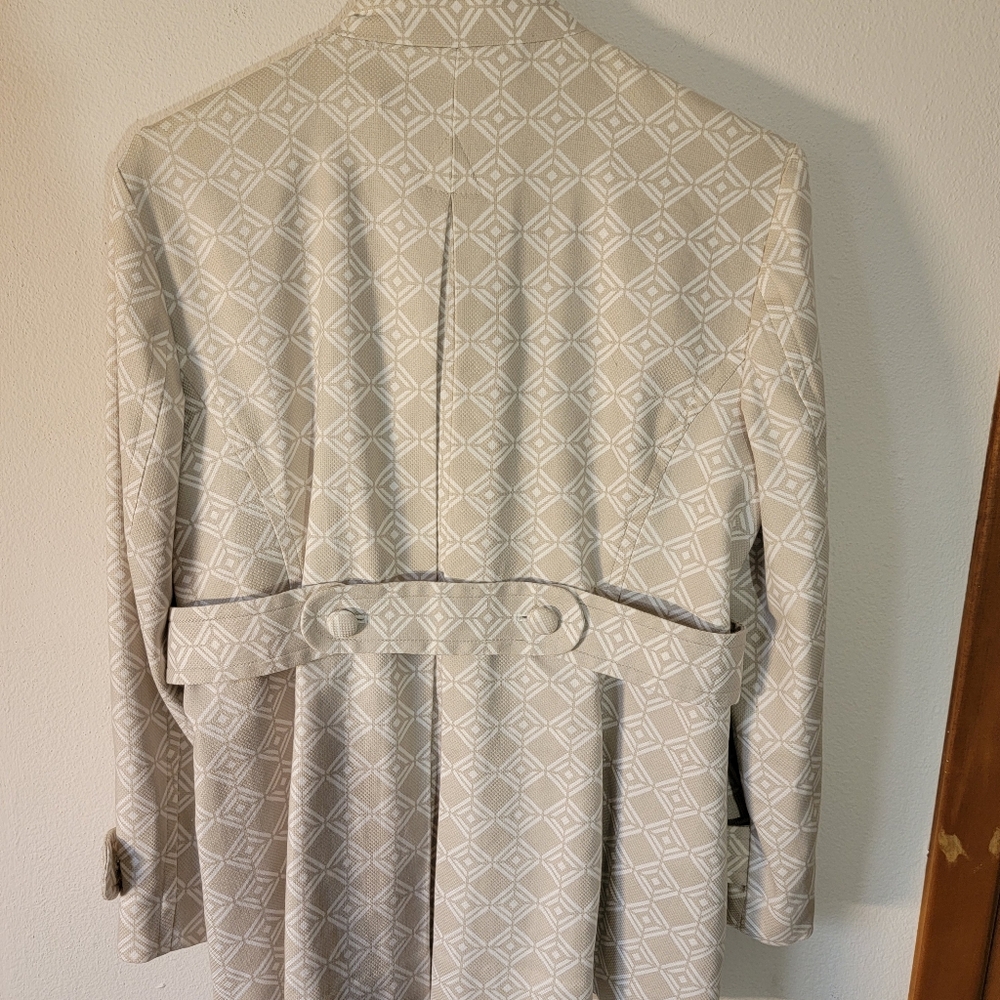 Womens Hip Length Trench Coat Diamond Pattern Banana Republic Size M - Picture 10 of 12